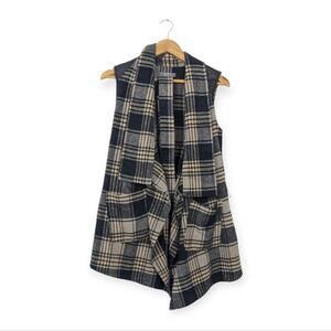 Lisa Rinna Collection Plaid Faux Leather Vest Size XS